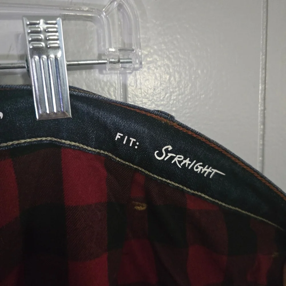 Eddie Bauer Men's 40x34 Flannel Lined Straight Fit Jeans Blue Buffalo Plaid Warm
